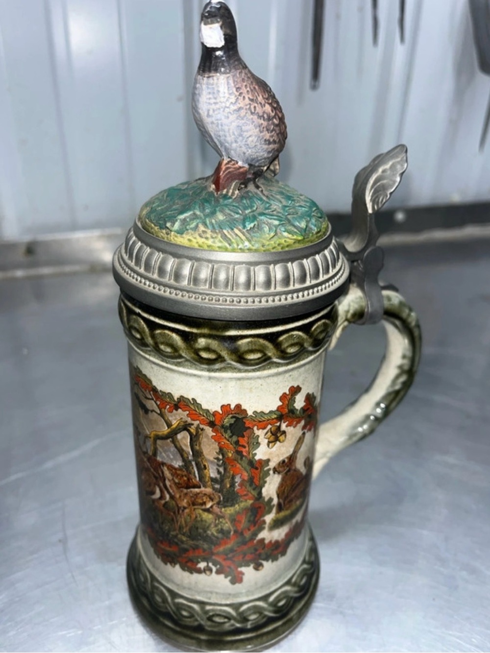Decorative Ceramic Game Bird Stein with Lid - Unbranded